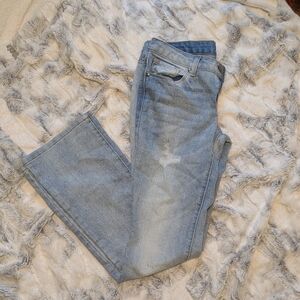 Vintage LEI Ashely Lowrise Slim Boot Jeans Distressed Light Blue Denim Juniors 7